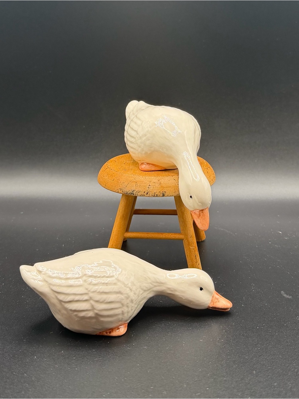 Ceramic White Goose Figurines - Set of 2